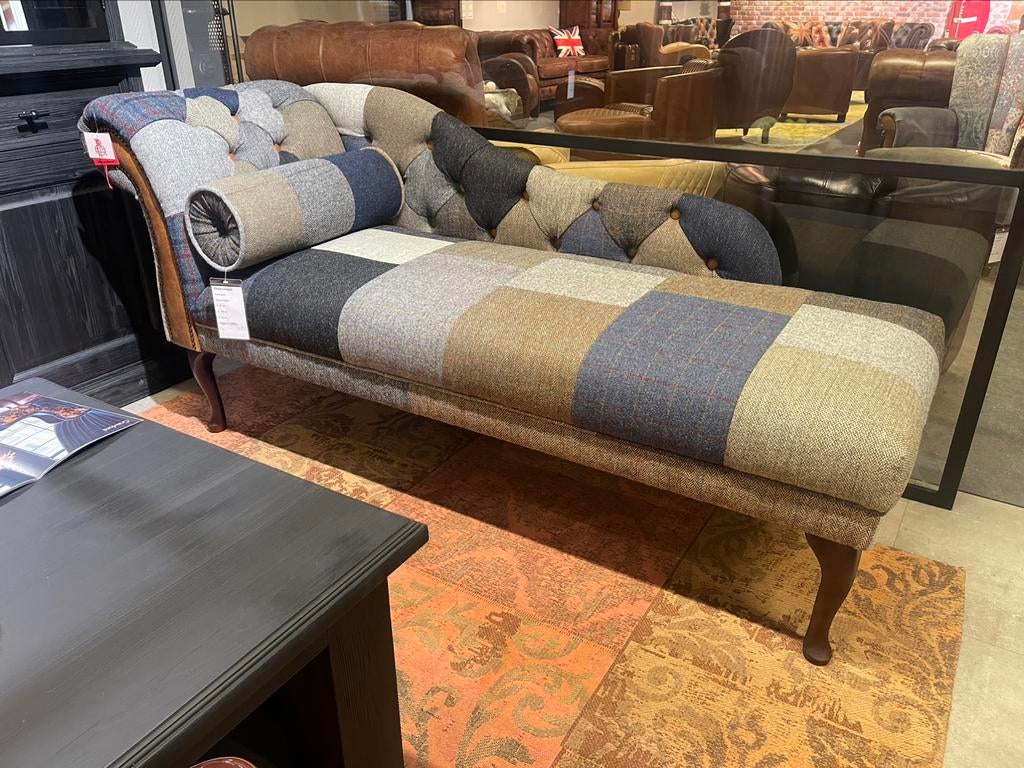 CHAIS LONGUE PATCHWORK / MULTICOLOR CHESTERFIELD TWEED STOF, Ophalen of Verzenden, Nieuw, 75 tot 100 cm, Leer