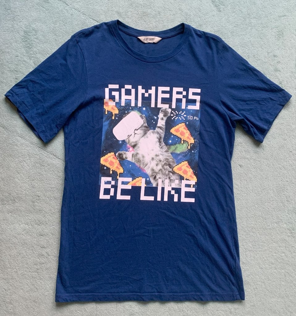 Leuk Shirt donkerblauw VR bril mt 170 H&M Gamers Be Like, Gebruikt, H&M, Ophalen of Verzenden, Shirt of Longsleeve