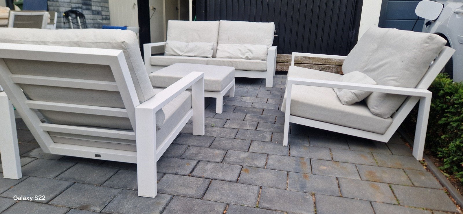 Bellagio Vezzano loungeset wit - Zo goed als nieuw, Tuin en Terras, 5 zitplaatsen, Bank, Aluminium, Ophalen of Verzenden