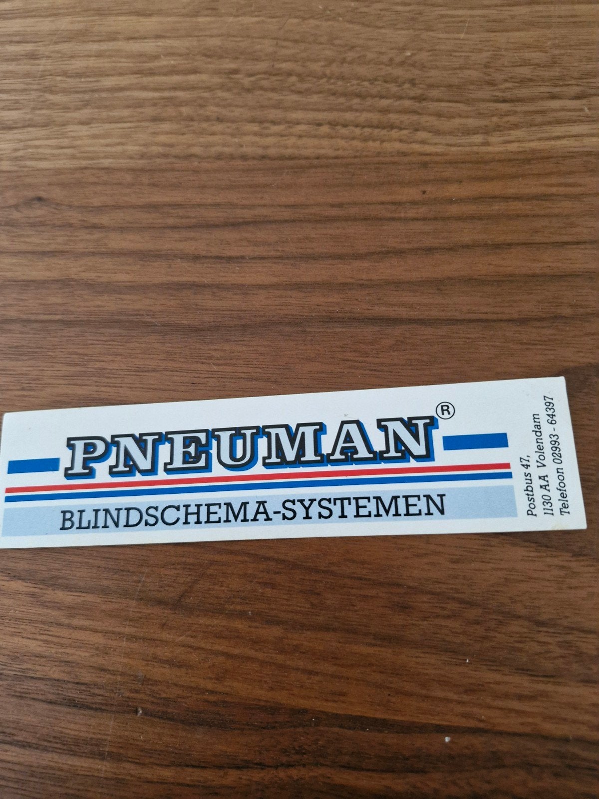 10137 Pneuman Blindschema-Systemen Sticker, Ophalen of Verzenden, Nieuw, Bedrijf of Vereniging