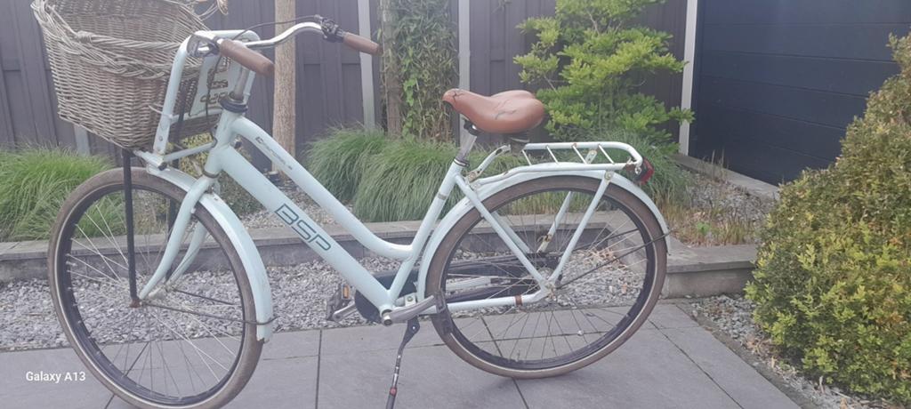 BSP Damesfiets met mand - Lichtblauw, Terugtraprem, Ophalen, Overige merken, 53 tot 56 cm