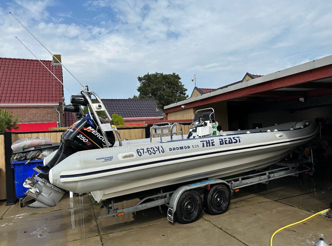 Dromor 820 RIB 2x Mercury 250 Racing 110-120 km/u topstaat, Watersport en Boten, Gebruikt, Buitenboordmotor, 2 m, 60 cm