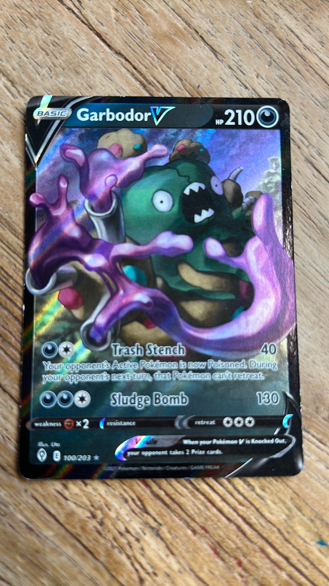 Pokemon Card Garbodor V, Hobby en Vrije tijd, Verzamelkaartspellen | Pokémon, Ophalen of Verzenden, Zo goed als nieuw, Losse kaart