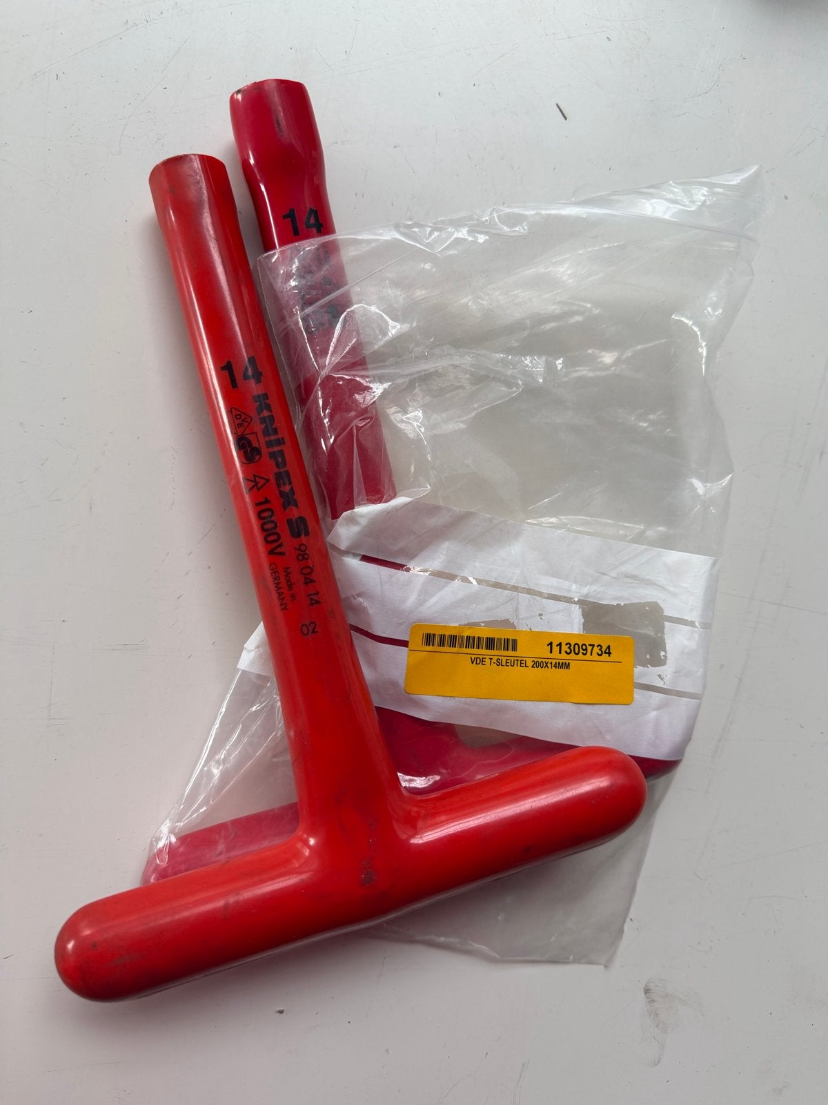 Knipex VDE T-sleutel 200x14mm, geïsoleerd, Ophalen of Verzenden, Zo goed als nieuw, Sleutel/ratel, Knipex