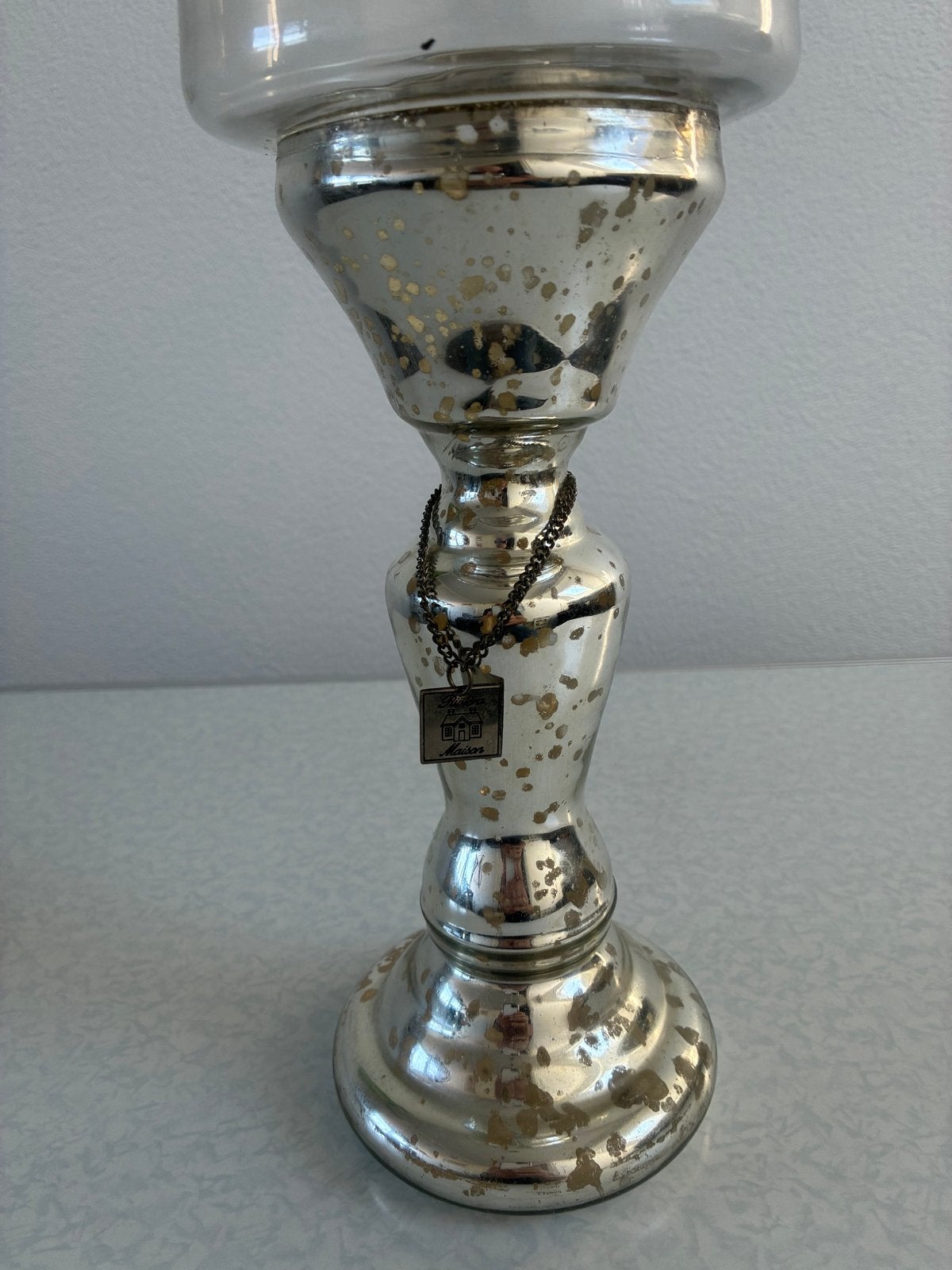 Riviera Maison Kandelaar/Windlicht Zilver/Glas, Ophalen, 38 cm, Rivièra Maison, Kandelaar