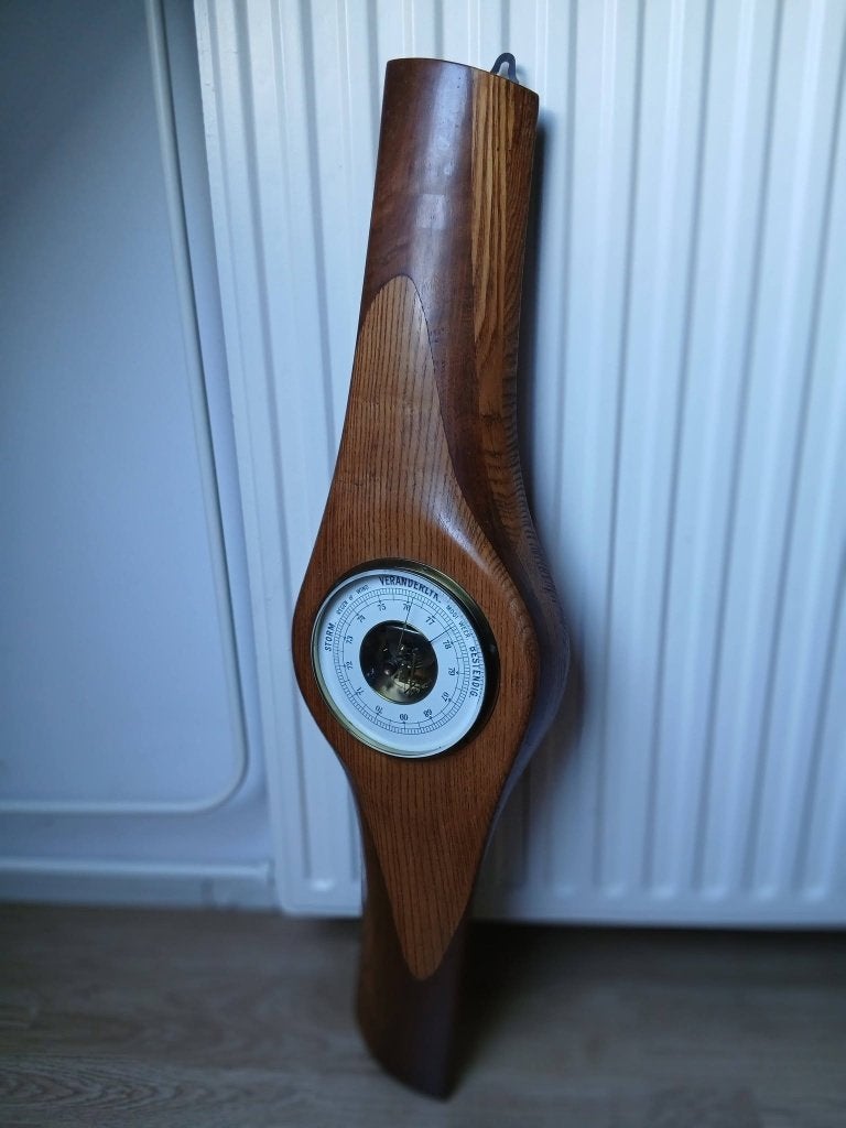 Massief houten barometer – zwaar vintage wandornament, Audio, Tv en Foto, Ophalen of Verzenden, Gebruikt, Barometer