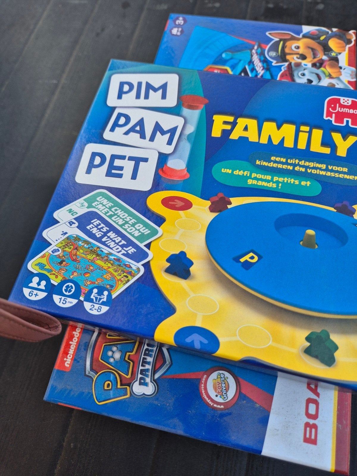Backgammon, Paw Patrol bordspel, Rummy en Pim Pam Pet, Vijf spelers of meer, Ophalen, Zo goed als nieuw