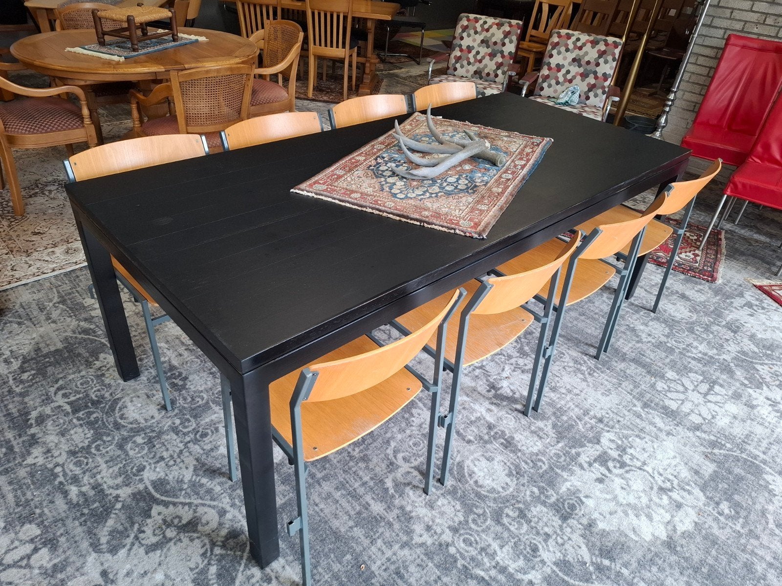 Stoere grote eettafel 220-280x100cm. Zie omschrijving,, Ophalen, Gebruikt, Rechthoekig, 200 cm of meer