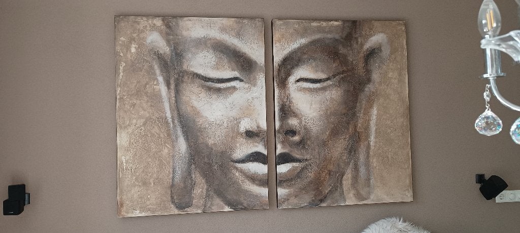 Gezicht Canvas Schilderij - 90x120 cm - Perfecte Staat, Huis en Inrichting, Woonaccessoires | Schilderijen, Tekeningen en Foto's