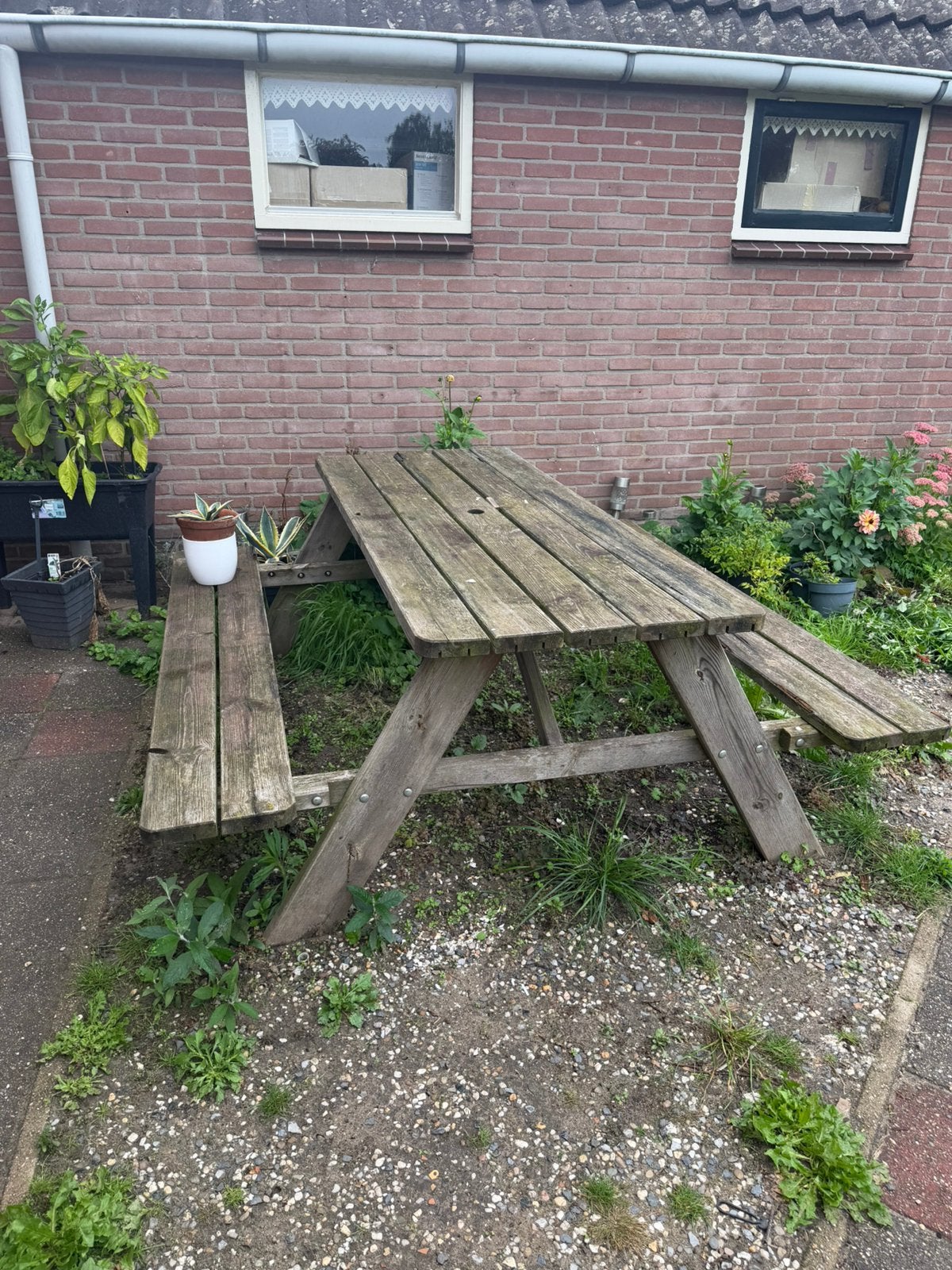 Picknicktafel, Ophalen, Gebruikt, Inklapbaar, Rechthoekig
