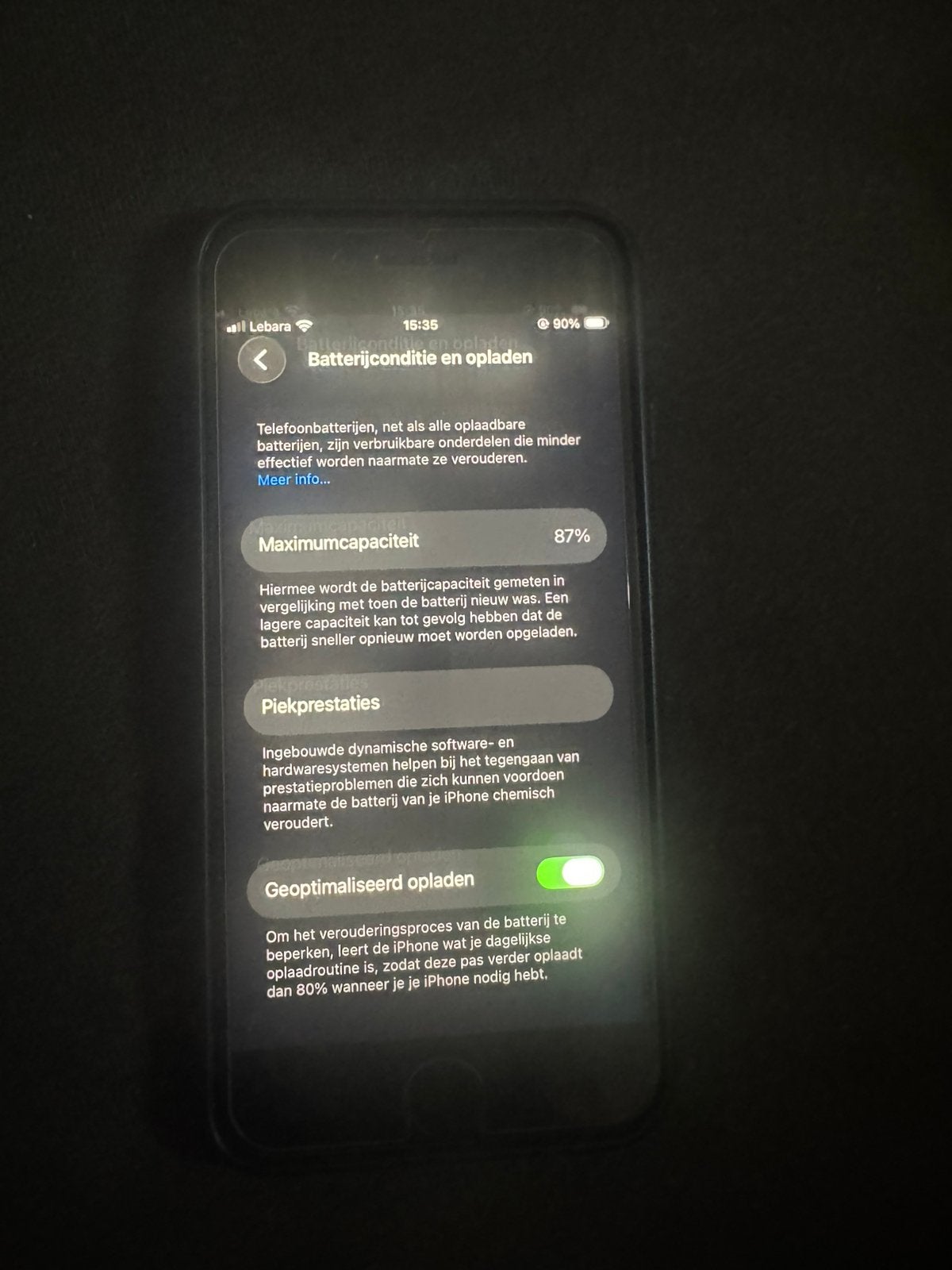 Iphone SE 3, Telecommunicatie, Mobiele telefoons | Apple iPhone, Zwart, Ophalen of Verzenden, Zo goed als nieuw, 87 %