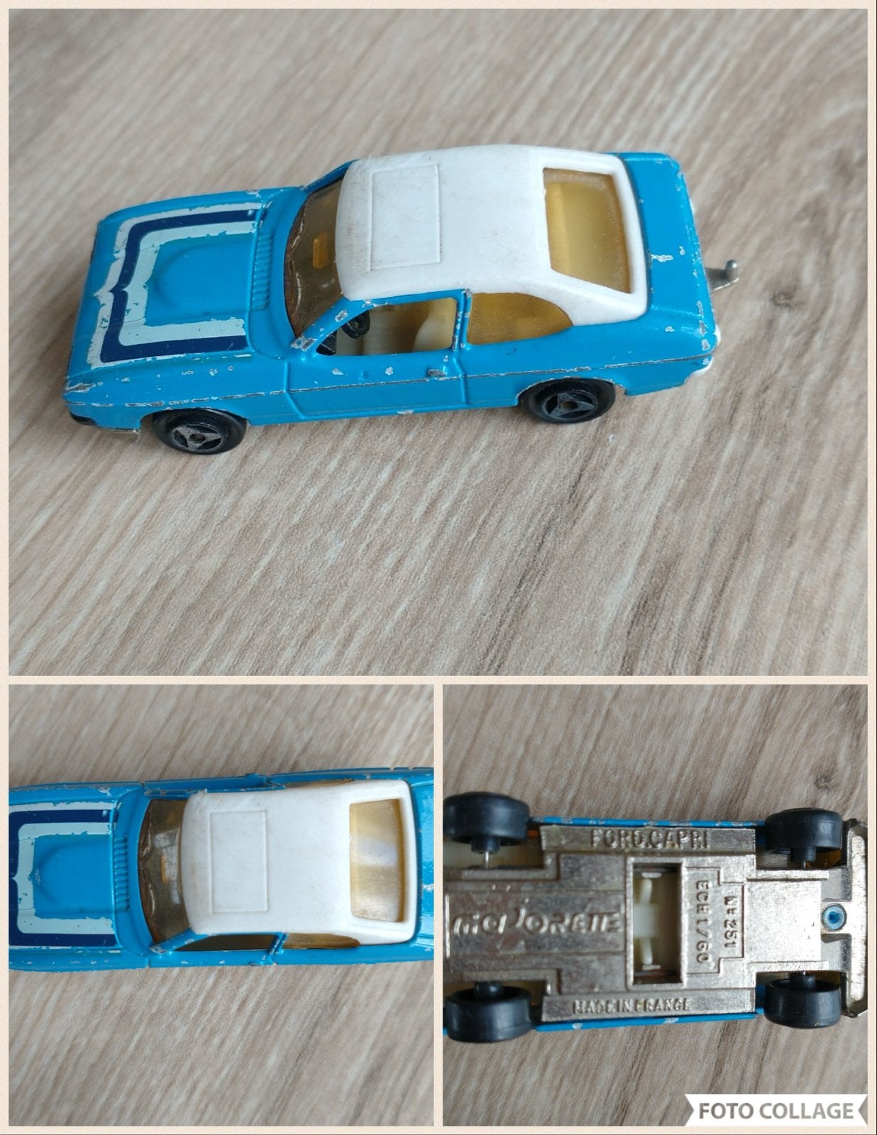 Vintage Majorette Ford Capri Speelgoedauto - Blauw/Wit, Ophalen of Verzenden, Gebruikt