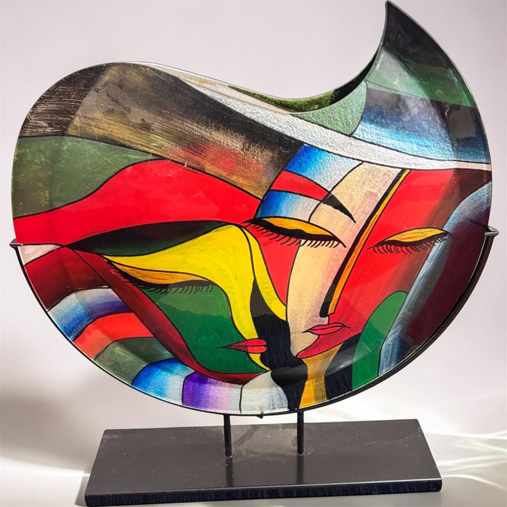 Glazen vaas op metalen standaard  43x50 cm, Ophalen
