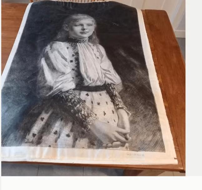 Originele 19e-eeuwse ets – Carel Lodewijk Dake: Wilhelmina, Antiek en Kunst, Ophalen of Verzenden