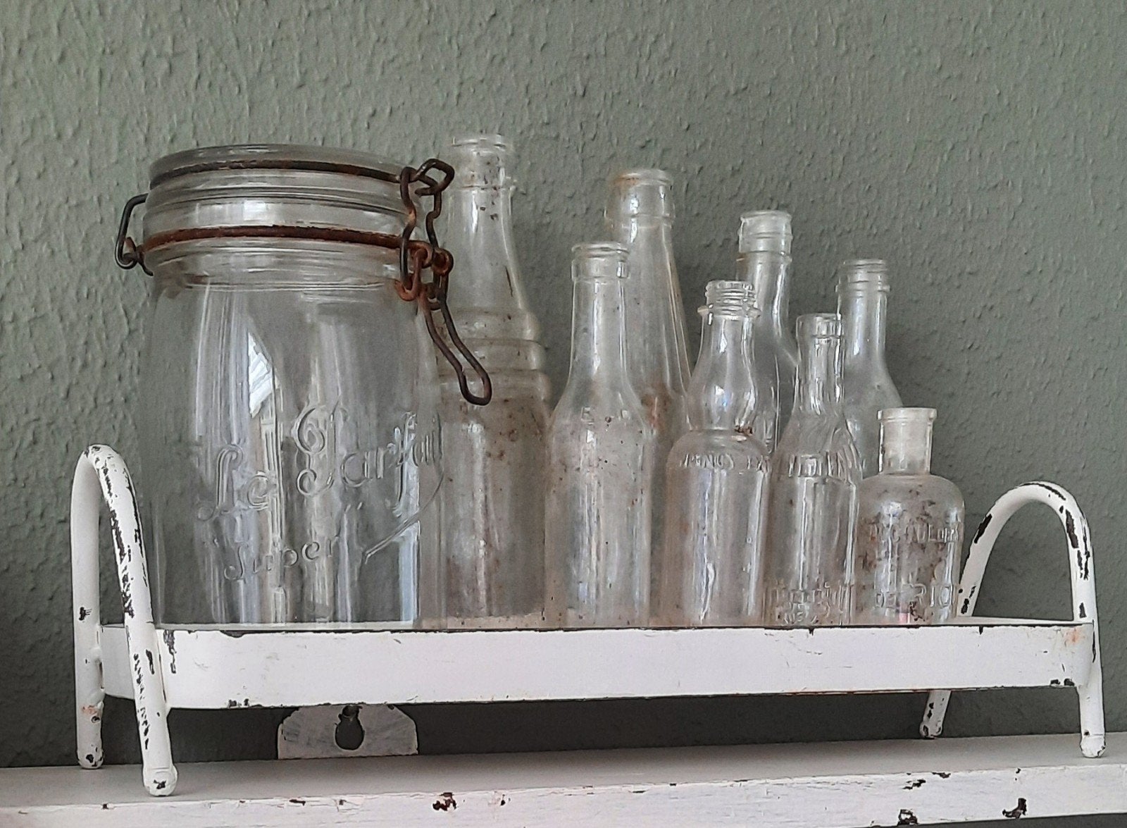 Oud glaswerk flesjes weckpot brocante, Ophalen