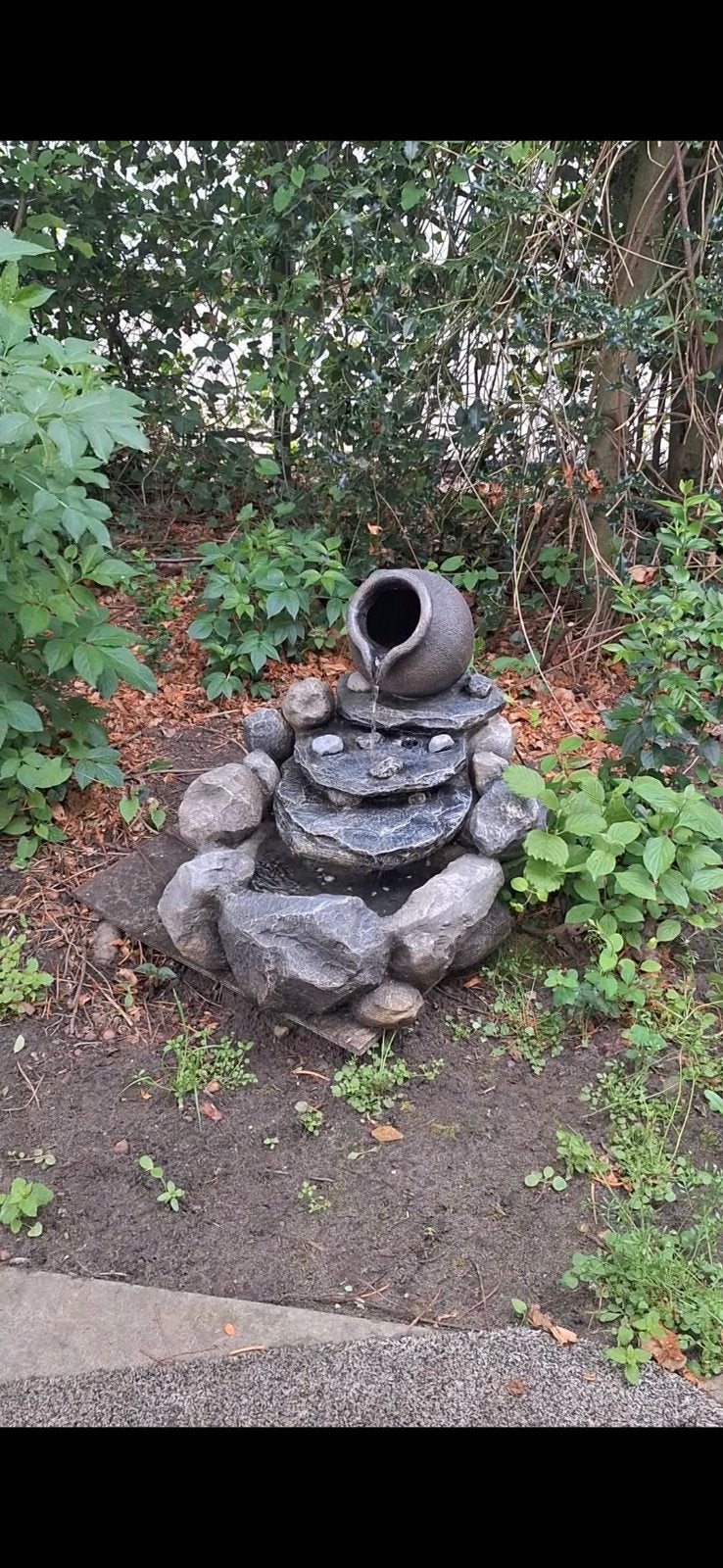 Tuinfontein met pot en rotsen - Waterornament, Tuin en Terras, Ophalen, Gebruikt, Waterornament