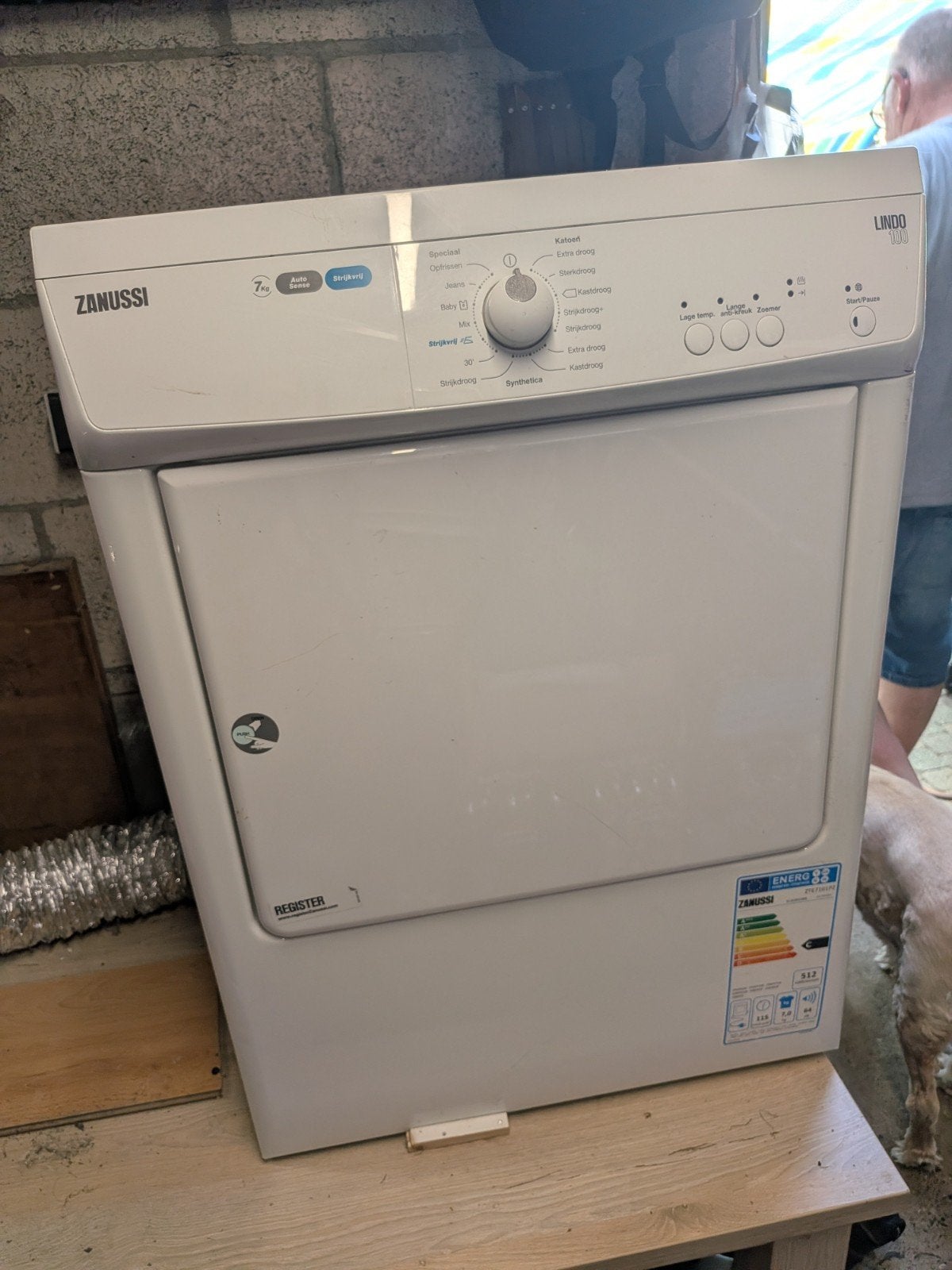 Wasdroger zanussi lindo, Witgoed en Apparatuur, 6 tot 8 kg, Ophalen, Condens, 85 tot 90 cm