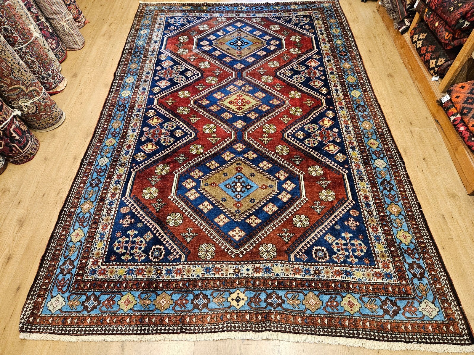Vintage handgeknoopt perzisch tapijt yalameh 320x210, Info@SlatsAntiek.nl, Tweedehands, Perzisch, 200 cm of meer