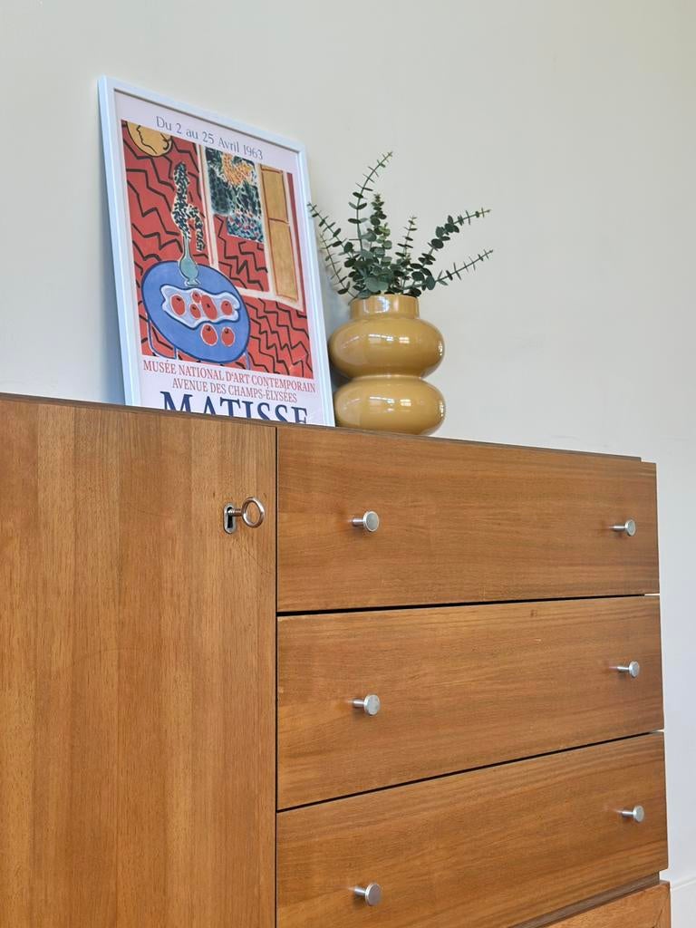 Vintage dressoir Palette sideboard teak hout jaren 50/60/70, Ophalen, Gebruikt, 25 tot 50 cm, Met deur(en)
