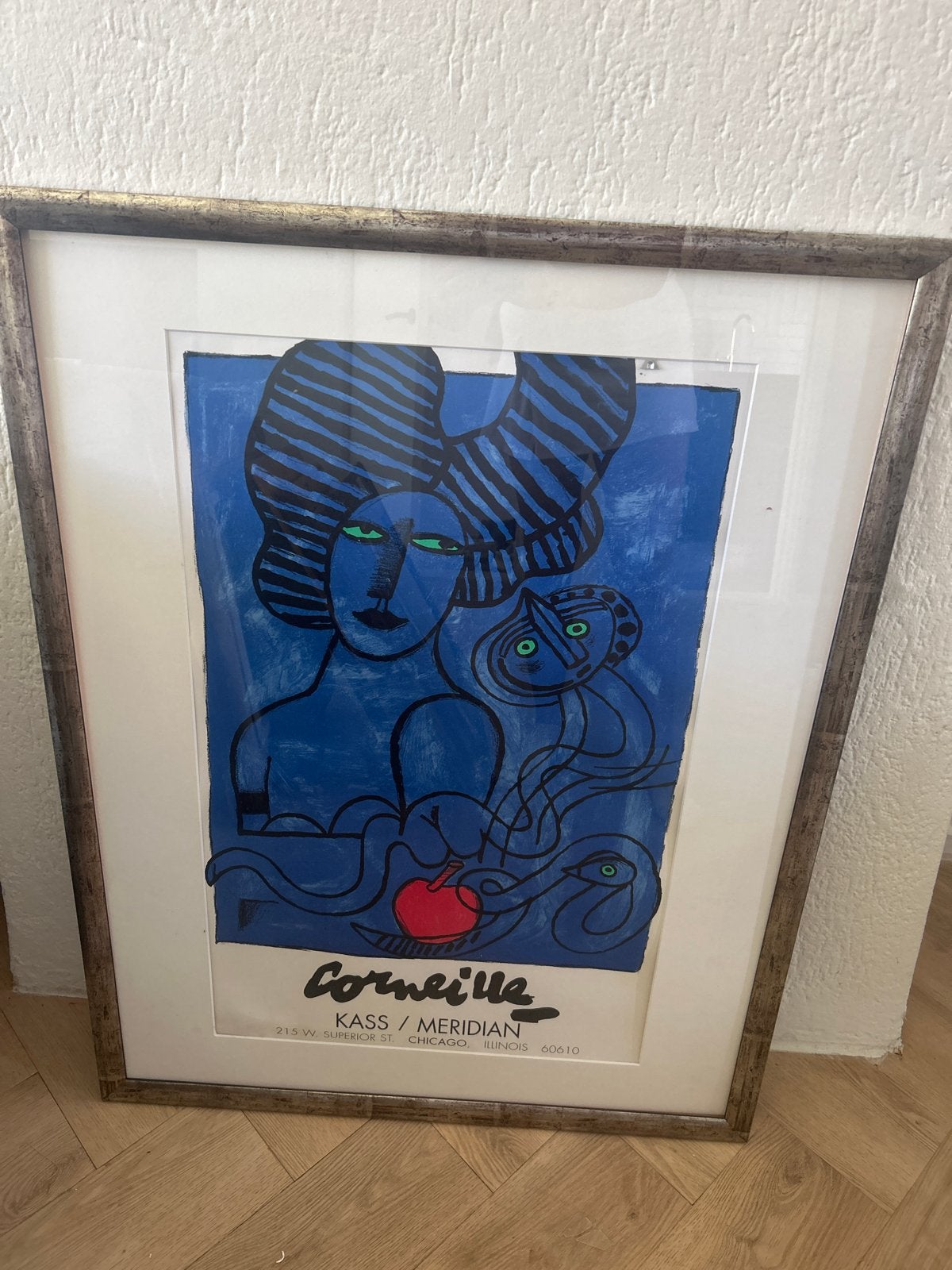 Corneille Kass/Meridian Kunstprint - Blauw met Figuren, Ophalen, Figuren, Papier/karton, Ingelijst
