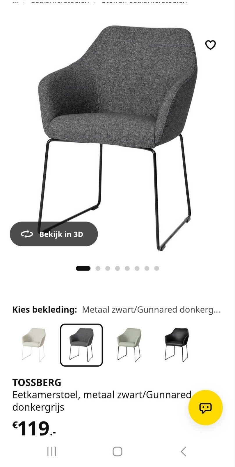 2 trossberg ikea stoelen, Ophalen, Zo goed als nieuw, Grijs, Twee