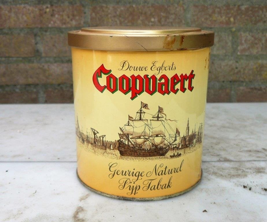 Blik (leeg!) Coopvaert geurige naturel pijp tabak 200 gram., Verzamelen, Ophalen of Verzenden, Gebruikt, Tabaksdoos of Verpakking