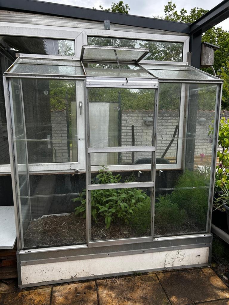 Glazen Kweekkas voor moestuin, Tuin en Terras, Kassen, Gebruikt, Kweekkas, Aluminium, Glas, Ophalen