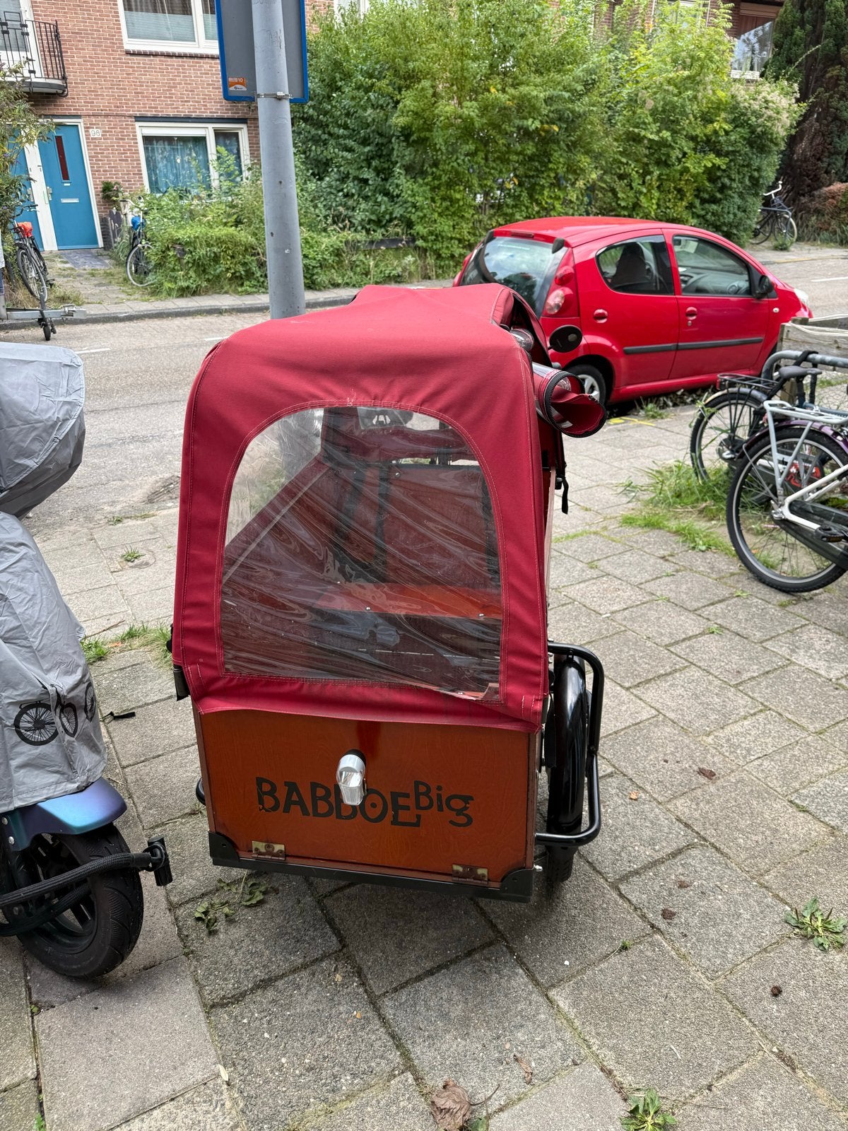Babboe Big bakfiets met huif - Ideaal voor gezin, 4 kinderen of meer, Huif, Zo goed als nieuw, Trommelrem