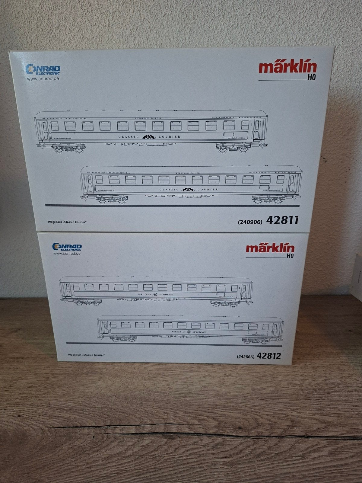 Märklin 42811 & 42812 wagonset Classic Courier Eurotrain, Gelijkstroom of Wisselstroom, Wagon, Ophalen of Verzenden, Zo goed als nieuw