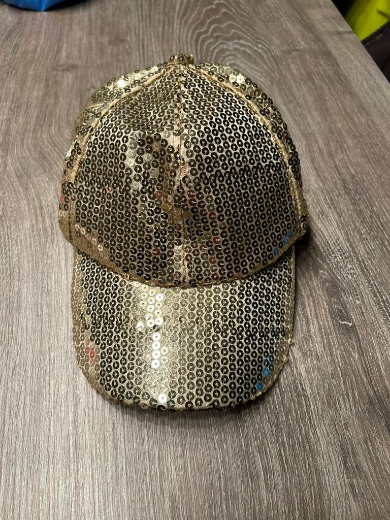 Gouden disco pet met pailletten, Ophalen of Verzenden, Zo goed als nieuw, Carnaval