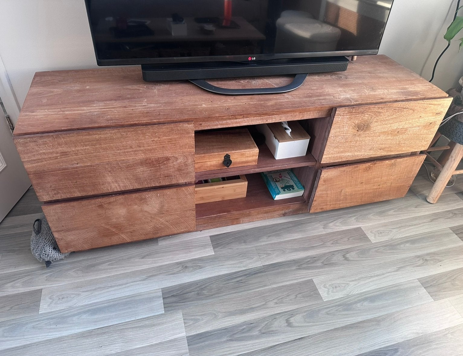 Teak houten tv meubel kast, Ophalen, 100 tot 150 cm, Zo goed als nieuw, Minder dan 100 cm