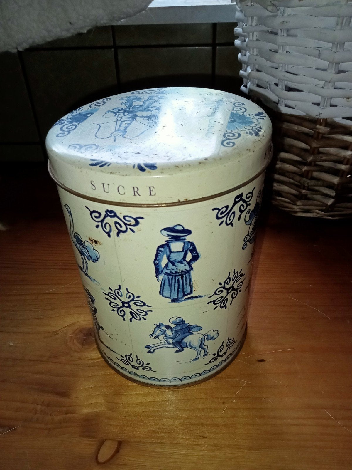 Vintage/ Antiek Suiker blik in oud Hollandse stijl, Verzamelen, Blikken, Ophalen of Verzenden, Gebruikt, Overige