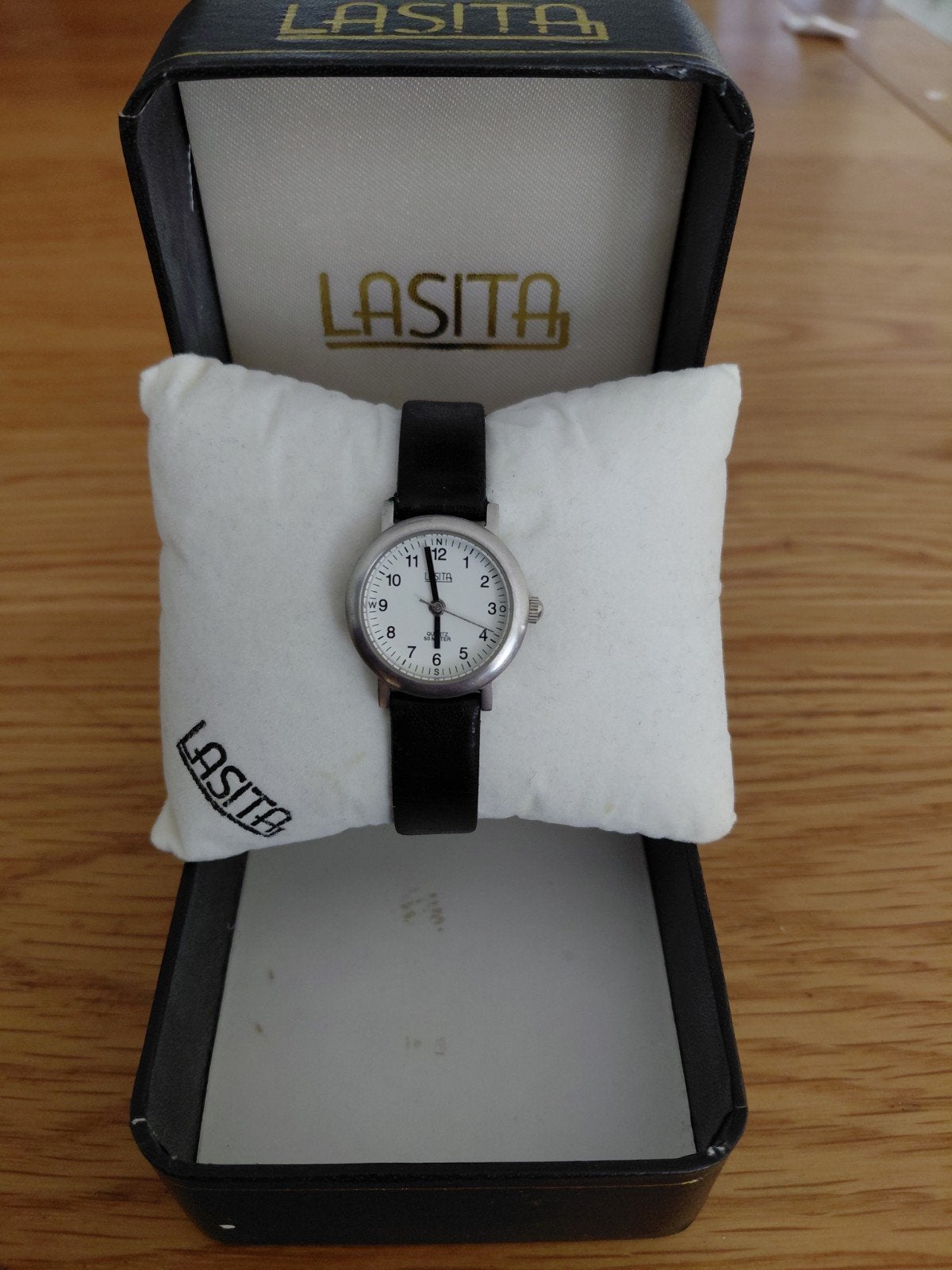 Vintage Lasita dameshorloge – Inclusief originele doos!, Ophalen of Verzenden, Gebruikt, Leer, Overige merken