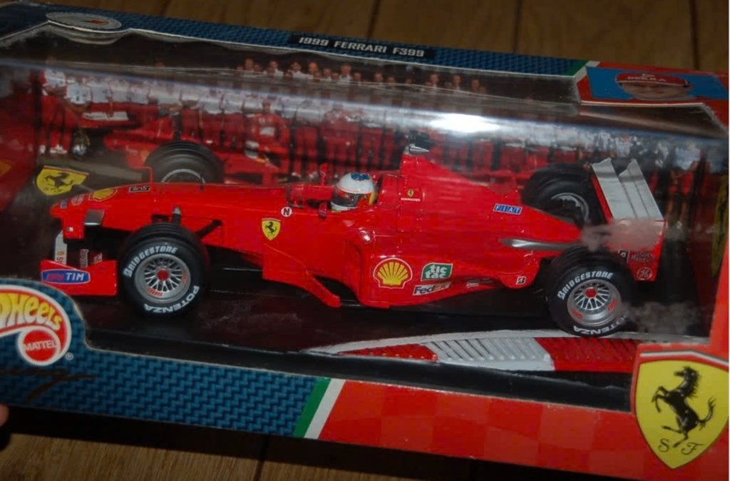 1:18 Ferrari F1 F399 Michael Schumacher Hotwheels in box WRH, Verzenden, Zo goed als nieuw, Auto, Hot Wheels