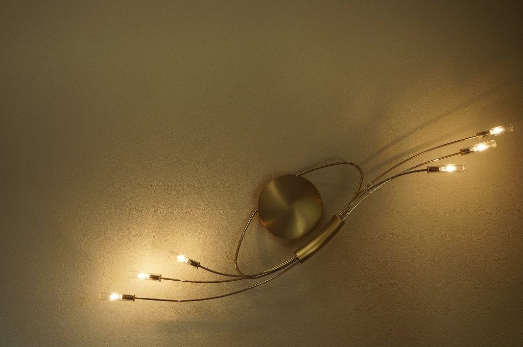 Designlamp wandlamp Escale goud messing 6 lichten, Ophalen of Verzenden, Metaal