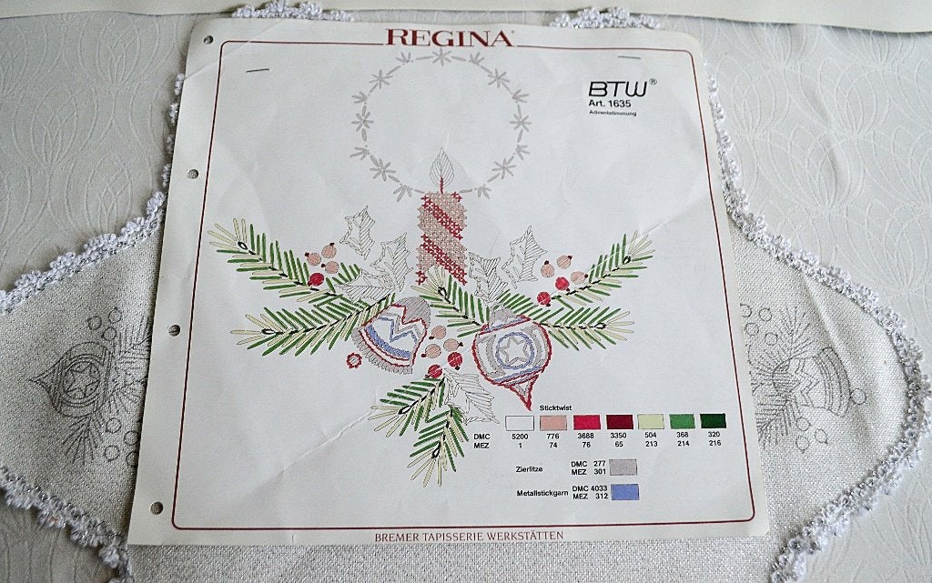 Vintage BTW Regina Luxe Kerstkleedje Borduren Adventsstimmun, Ophalen of Verzenden, Nieuw, Handborduren, Overige typen