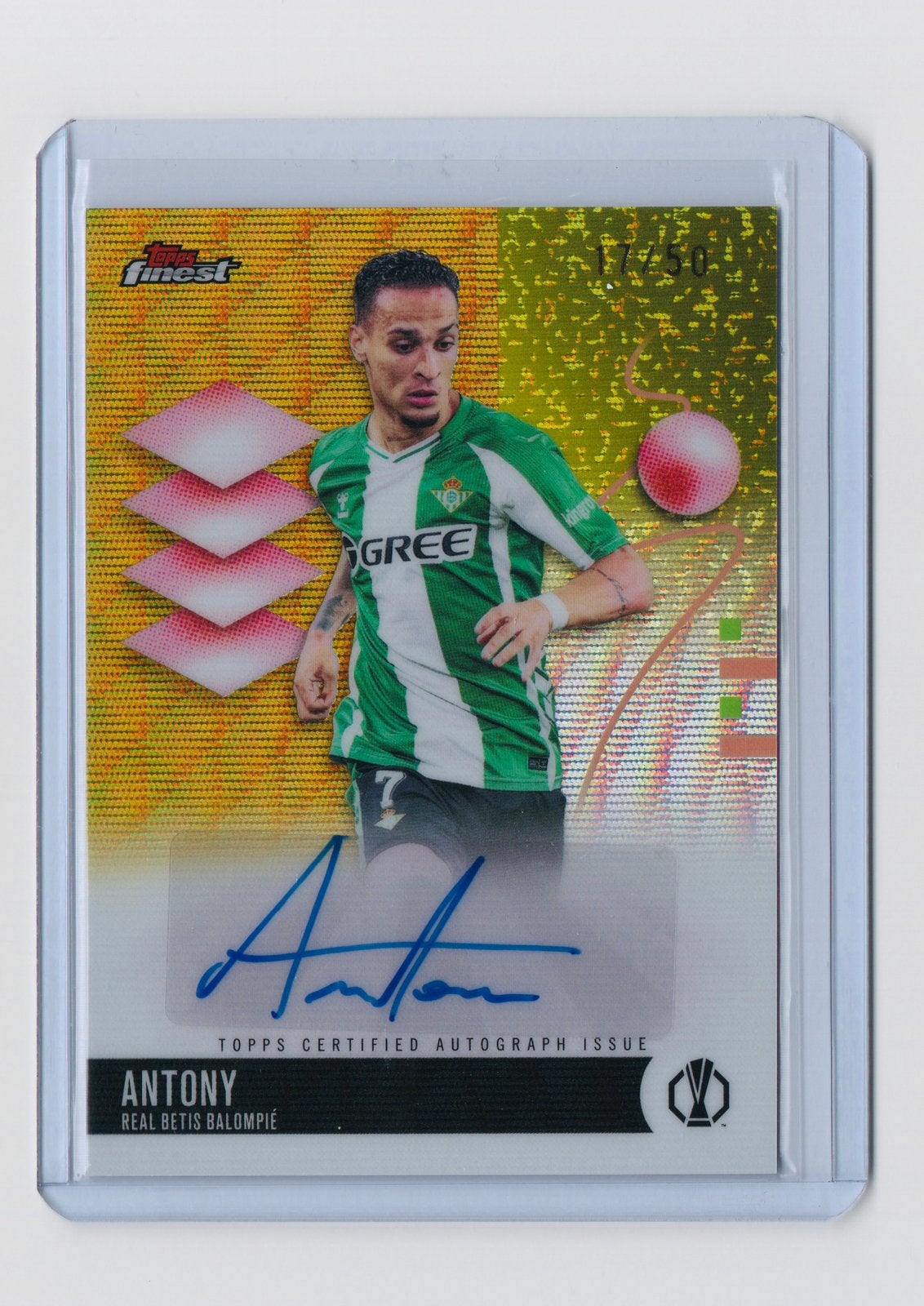 Antony Autograph gold refractor /50 | Topps finest, Ophalen of Verzenden, Zo goed als nieuw, Plaatje