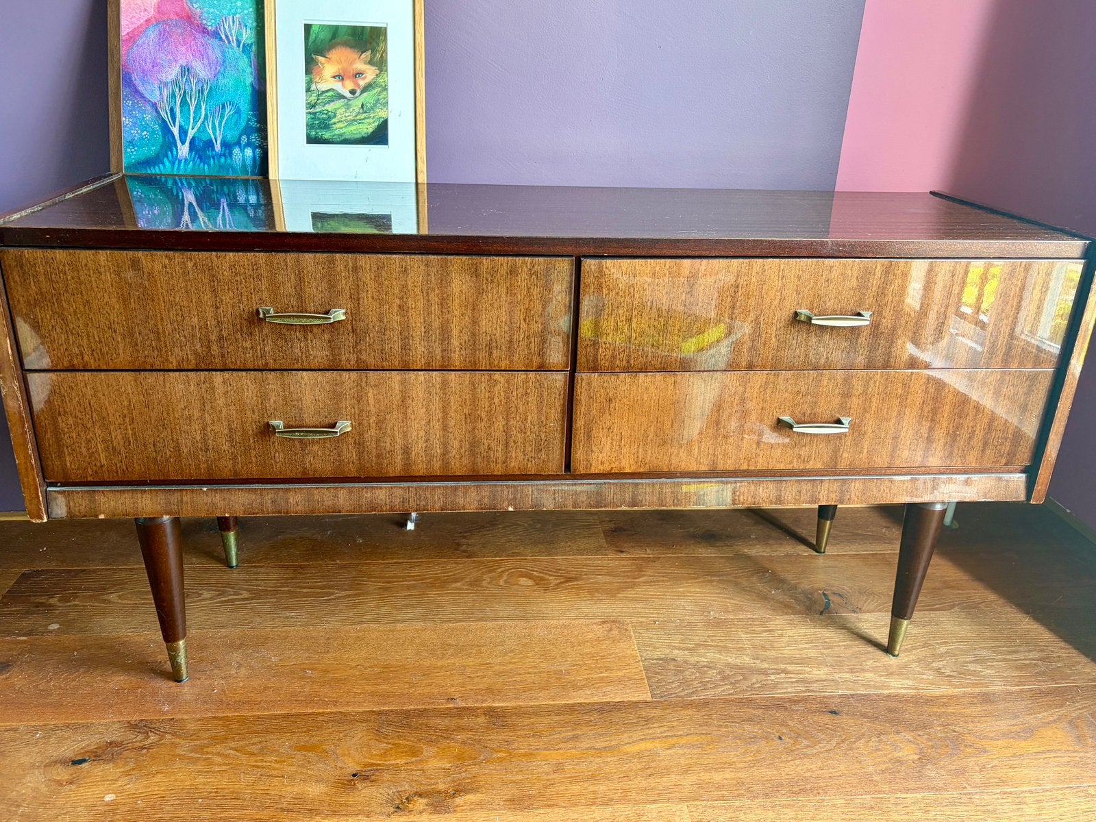 Prachtig vintage jaren 50 60 dressoir kastje, Huis en Inrichting, Ophalen, 100 tot 150 cm, Zo goed als nieuw, Met lade(s)