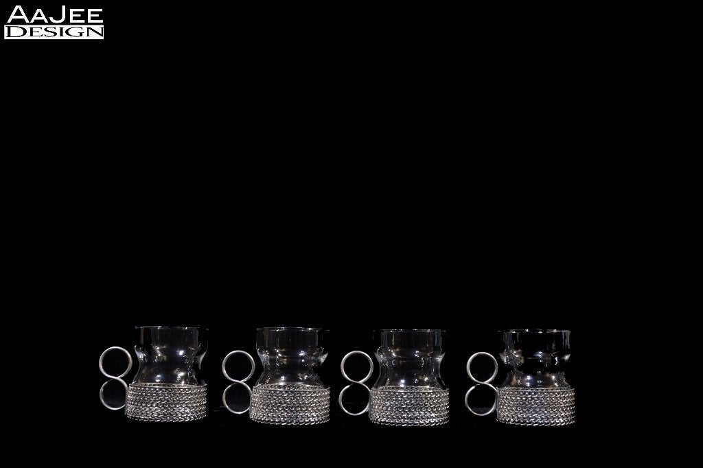Iittala – Tsaikka – Timo Sarpaneva – 4 theeglazen met houder, Ophalen of Verzenden, Gebruikt, Overige typen