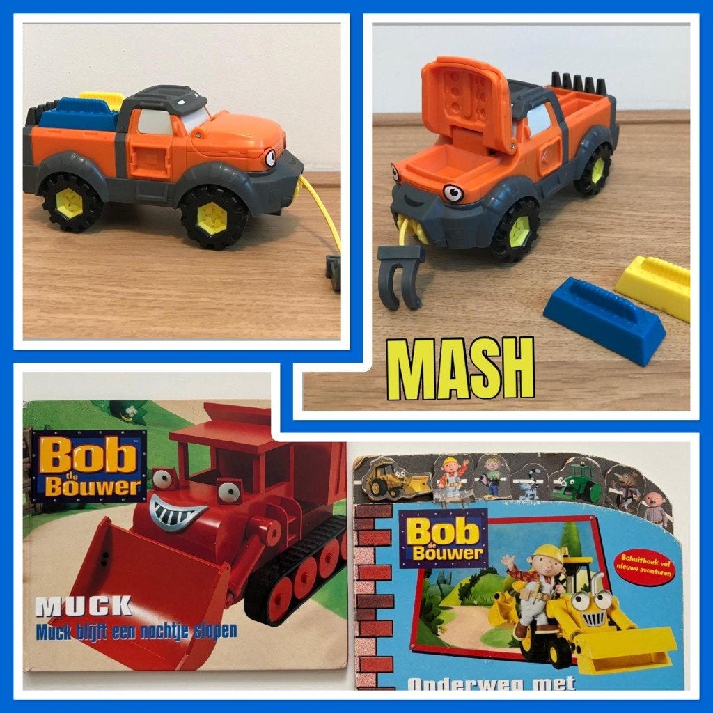 2 Bob de Bouwer boekjes + Auto Fisher-Price Mash bouwauto, Kinderen en Baby's, Speelgoed | Speelgoedvoertuigen, Ophalen of Verzenden