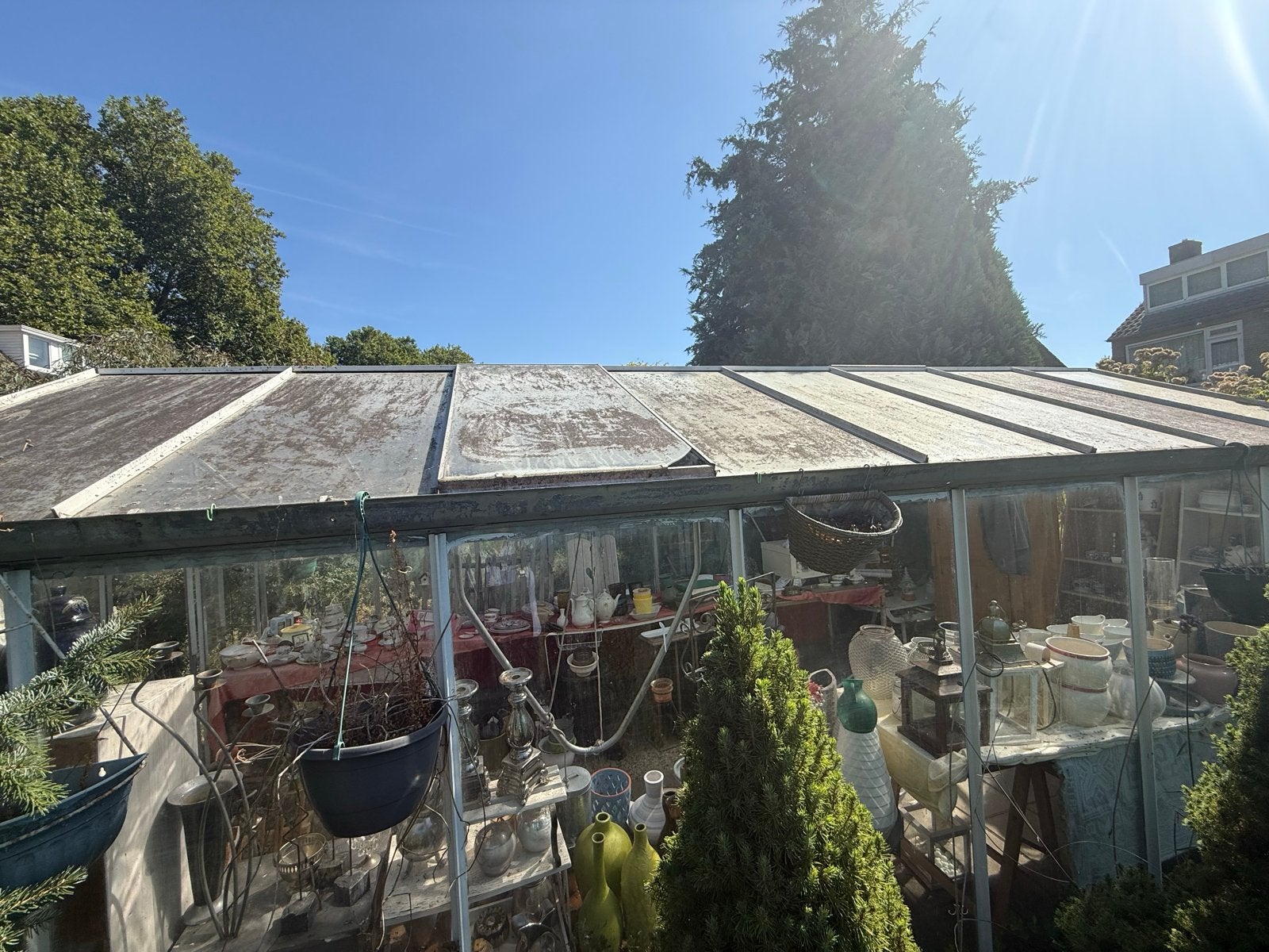 Grote glazen kas gratis af te halen (2 glasdelen stuk), Tuin en Terras, Kassen, Ophalen, Glas, Gebruikt, Kweekkas