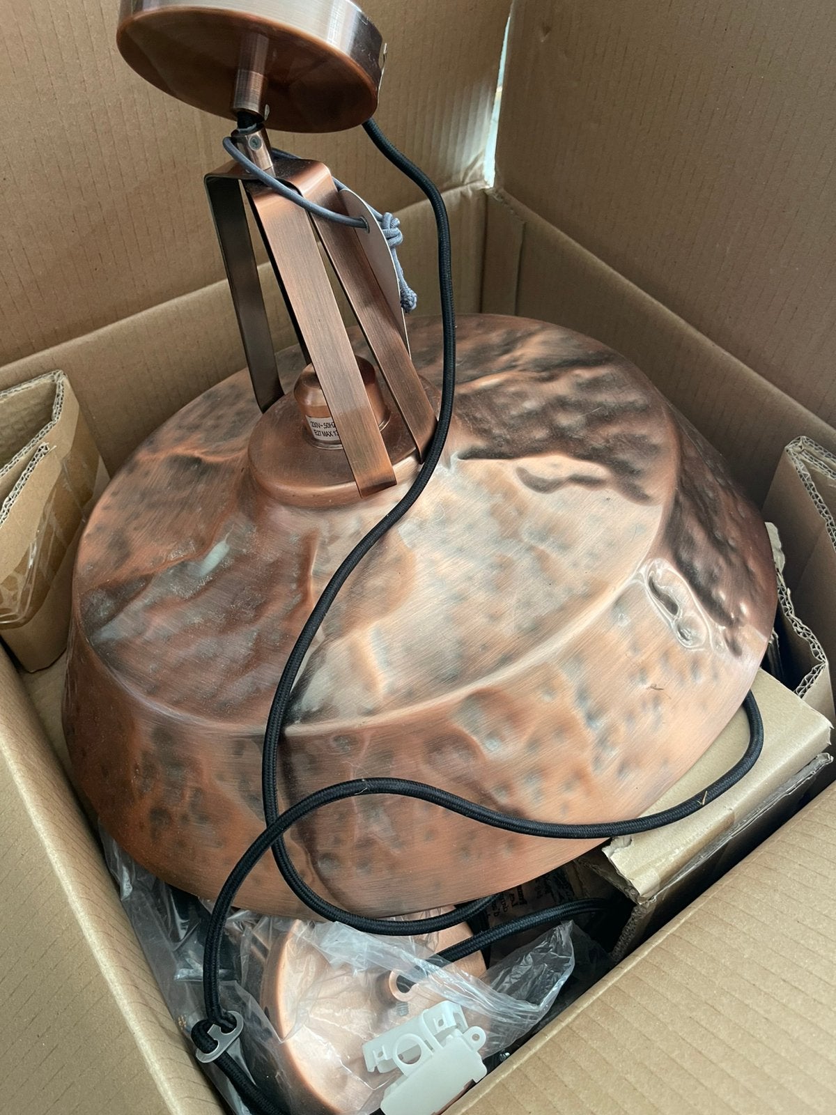 Dutch Bone Pendant Lamp Copper 2x, Ophalen, Zo goed als nieuw, Metaal, Industrieel