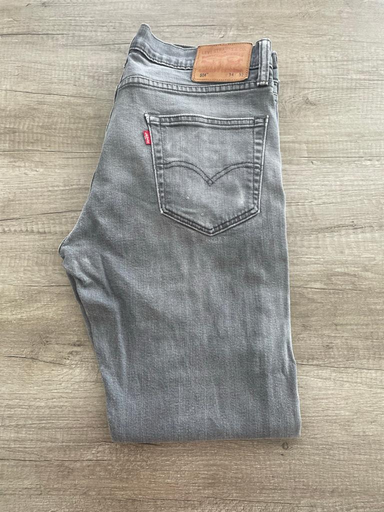 Levi's 504 Jeans - Grijs met NY Logo - W34 L32, Ophalen of Verzenden, Gedragen, Grijs, W33 - W34 (confectie 48/50)