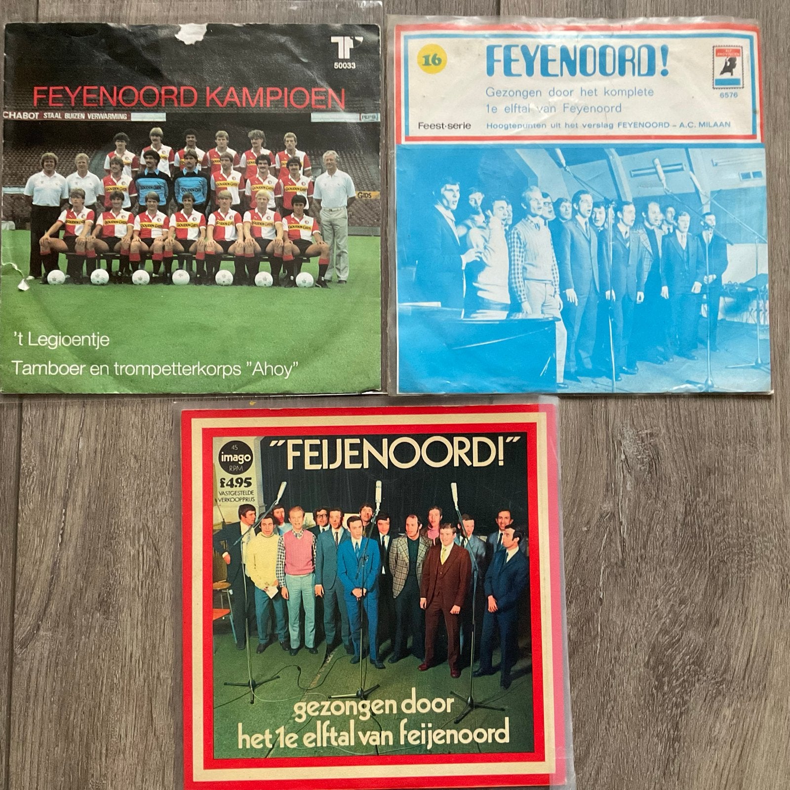 Feyenoord Vinyl Collectie: 3 Singles (Jaren '70/'80), Gebruikt, 7 inch, Ophalen of Verzenden, EP