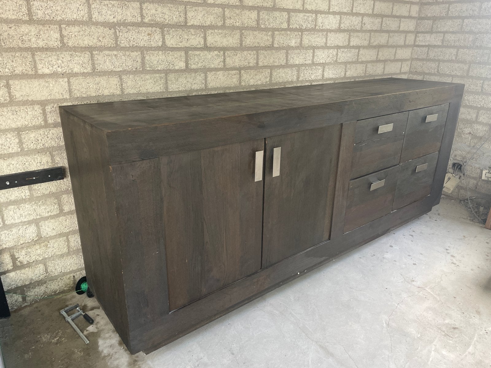 Massief Eikenhouten Kast - 220x50x80cm - Elk Aannemelijk Bod, Ophalen, Gebruikt, Eikenhout, 200 cm of meer
