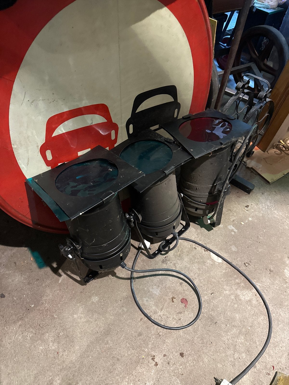 Set van 3 Vintage Theater Spots / Studio Lampen, Ophalen, Gebruikt, K, K