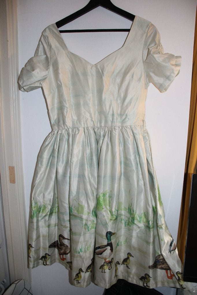 Nieuw Lindy bop - licht groen - eendjes satijn glans jurk 36, Kleding | Dames, Nieuw, Ophalen of Verzenden, Knielengte, Maat 36 (S)