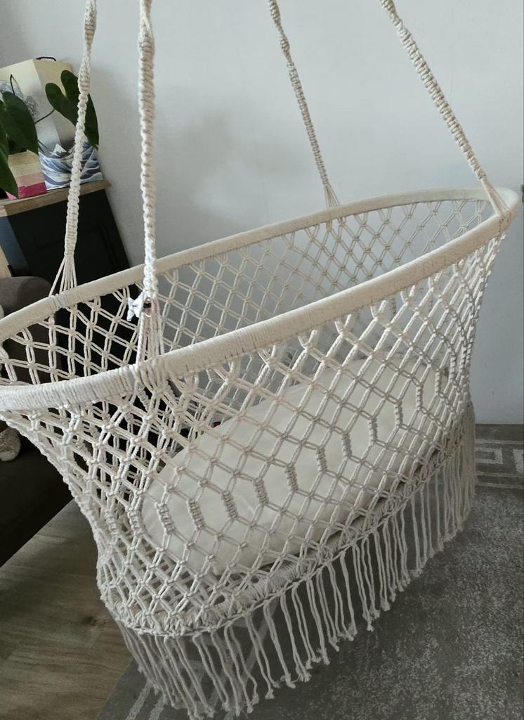 Mooie macramé wieg - zo goed als nieuw, Kinderen en Baby's, Babywiegjes en Ledikanten, Ophalen of Verzenden, Zo goed als nieuw