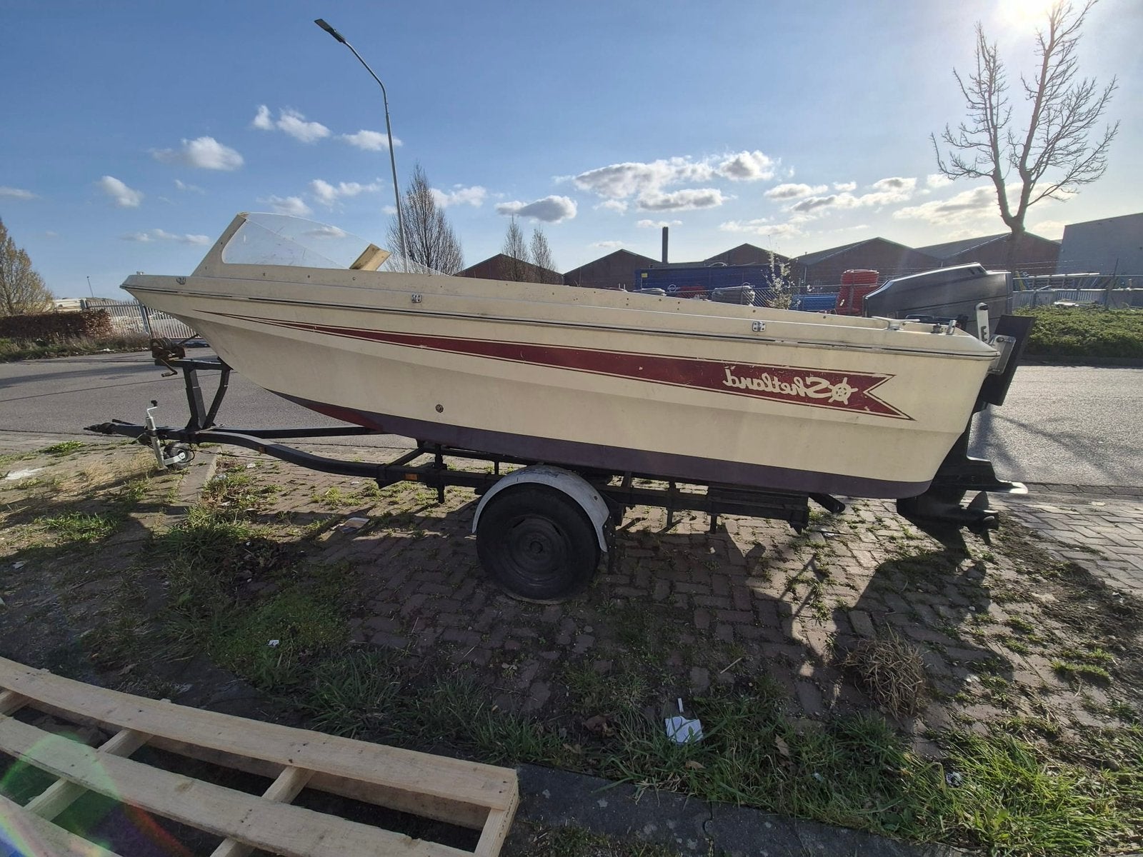 Shetland speedboot met trailer - 100 pk motor - klusproject, Ophalen, Gebruikt