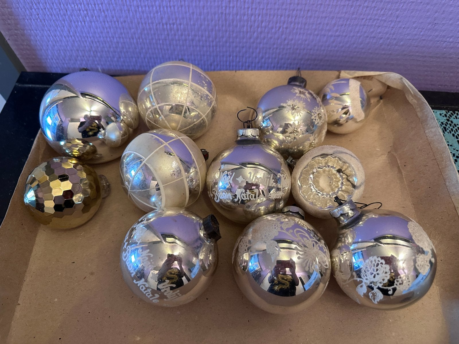 Kerst vintage zilveren ballen (breekbaar), Ophalen, Zo goed als nieuw